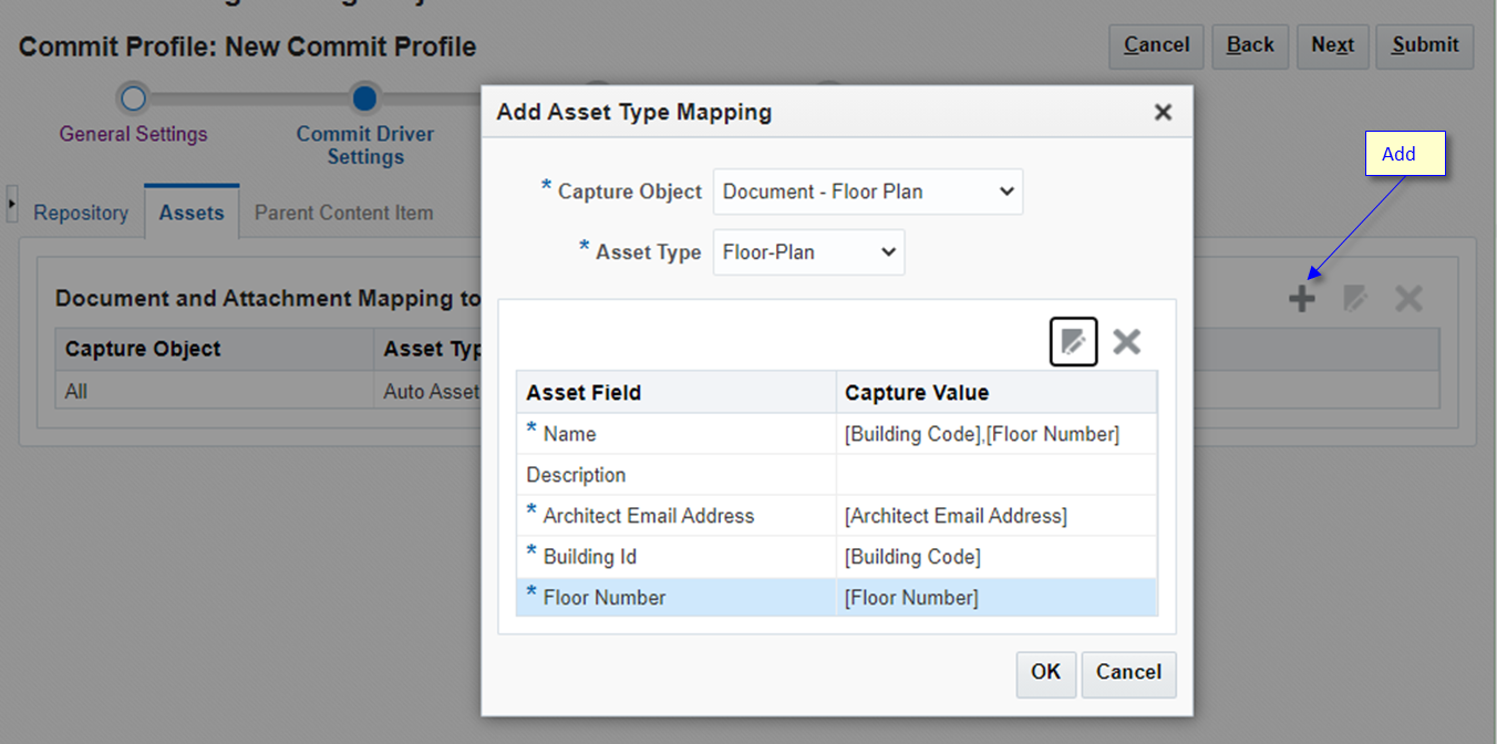 Committing floor plan documents to Oracle Content Management. Committing floor plan documents to Oracle Content Management.