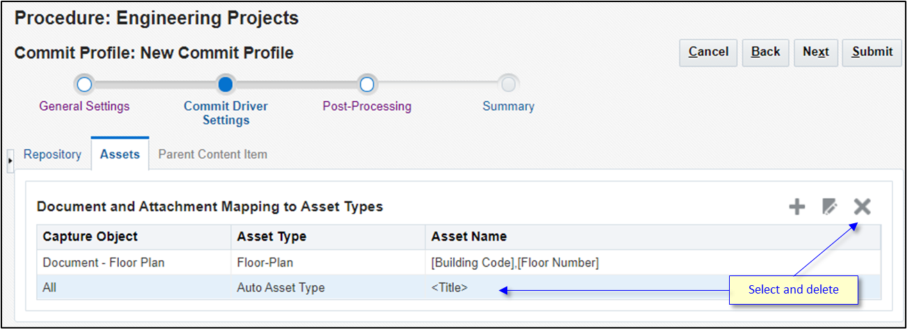 Committing floor plan documents to Oracle Content Management. Committing floor plan documents to Oracle Content Management.