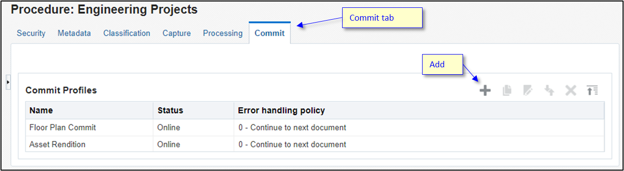 Create a new commit profile. Create a new commit profile.