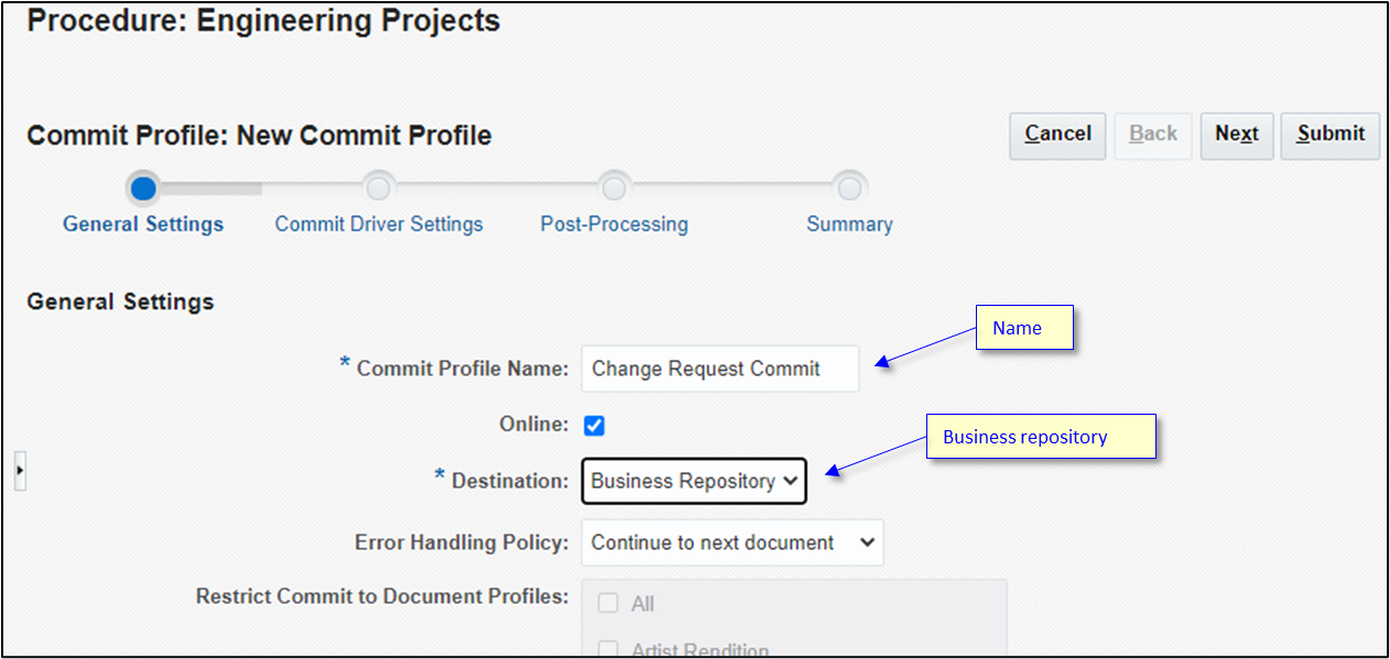 Create a new commit profile. Create a new commit profile.