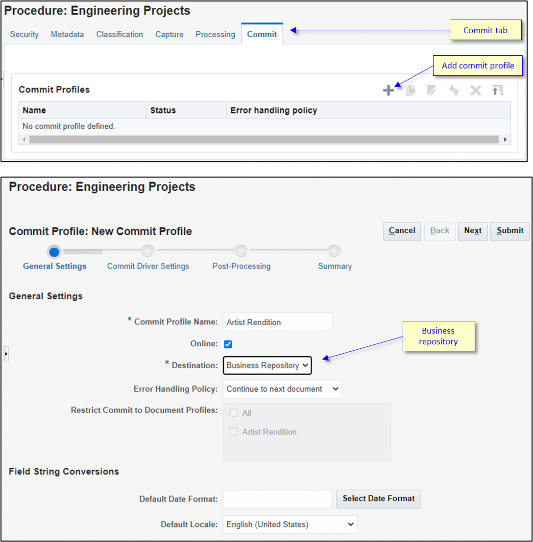 Screenshot of the process of creating a commit profile. Screenshot of the process of creating a commit profile.