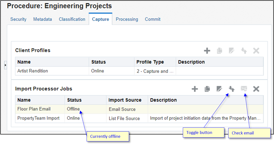 Creating an import job. Creating an import job.