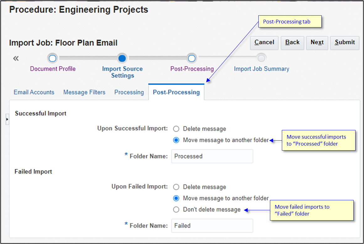 Creating an import job. Creating an import job.