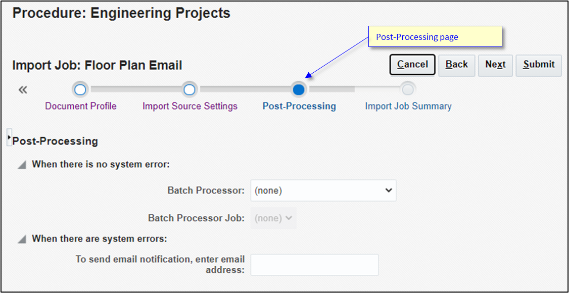 Creating an import job. Creating an import job.