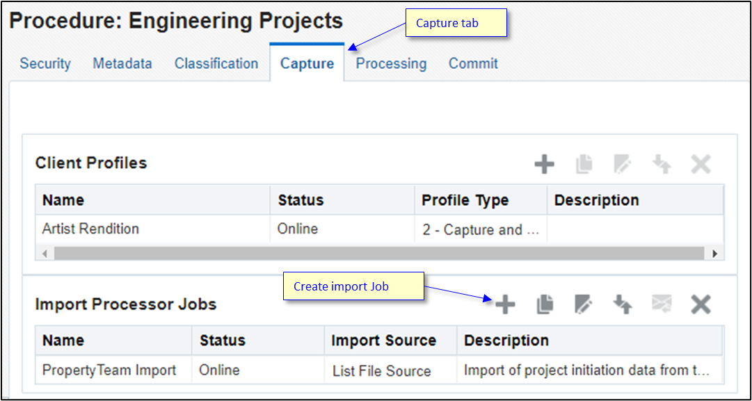 Creating an import job. Creating an import job.