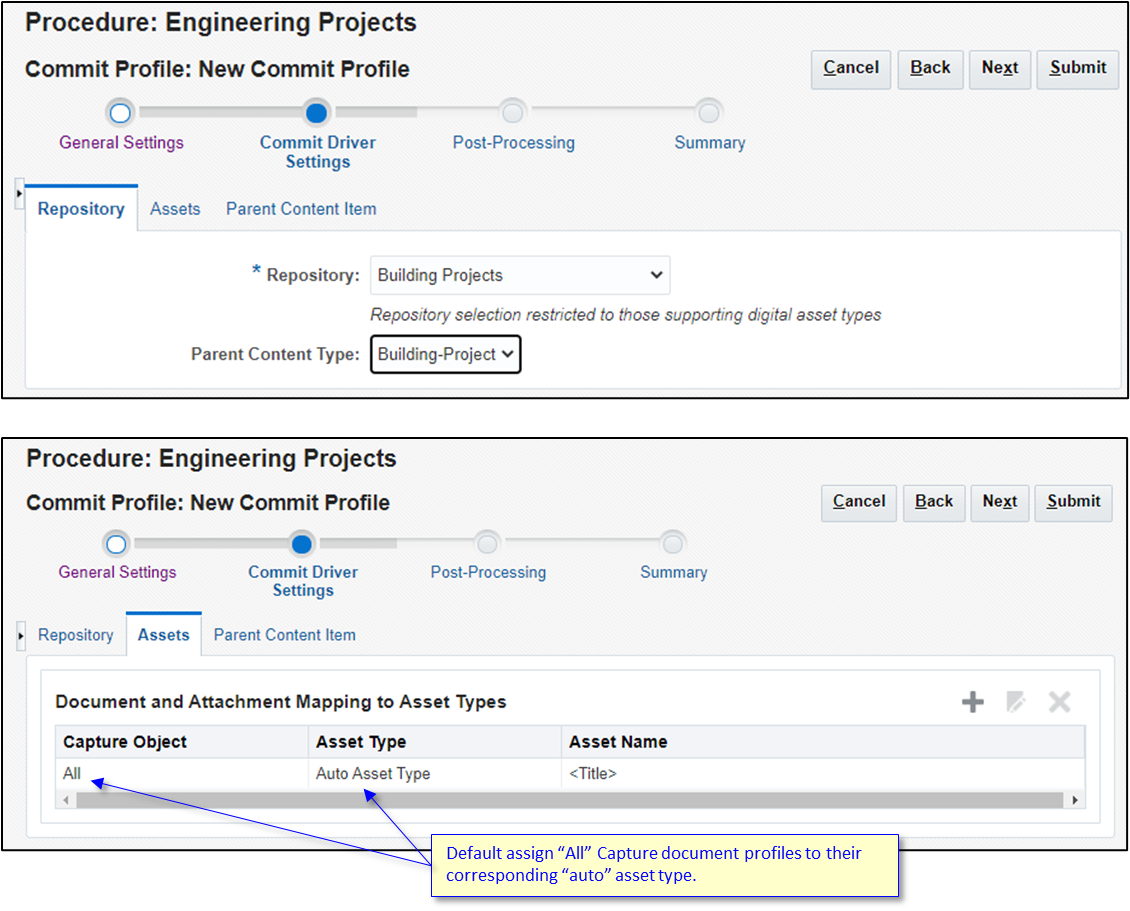 Screenshot of the Content Capture procedure asset mapping. Screenshot of the Content Capture procedure asset mapping.