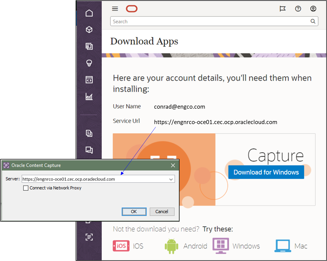 Screenshots for the process of downloading the Content Capture desktop client. Screenshots for the process of downloading the Content Capture desktop client.