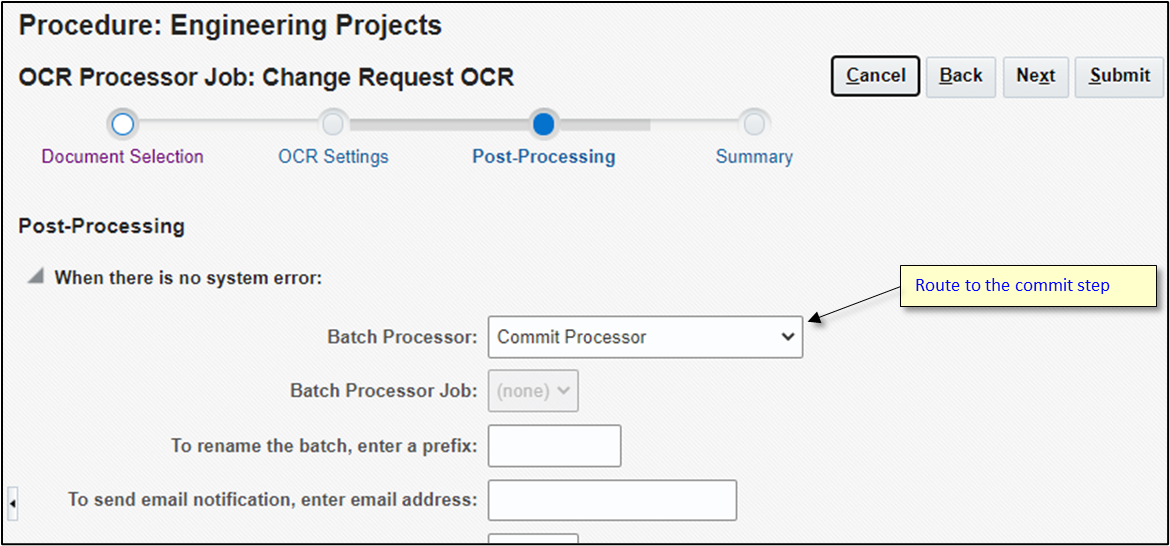 Edit the OCR processor job. Edit the OCR processor job.