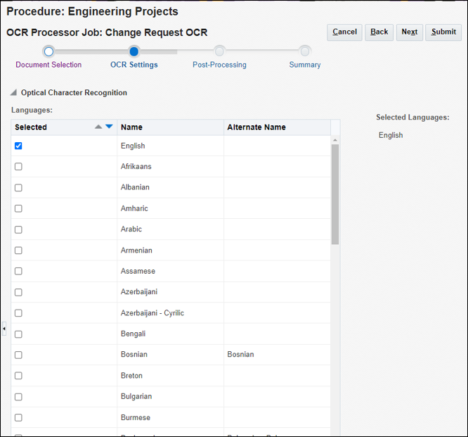 Create an OCE processor job. Create an OCE processor job.