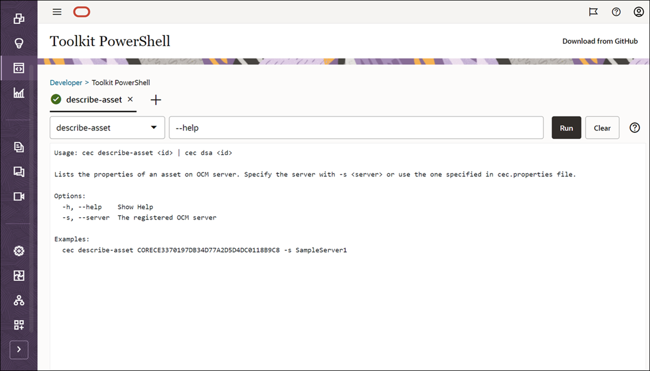 このイメージは「Toolkit PowerShell」ページを示しています。