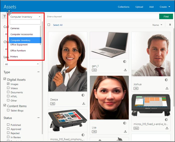 Screenshot showing the Assets page as it appears in embedded form. Screenshot showing the Assets page as it appears in embedded form.