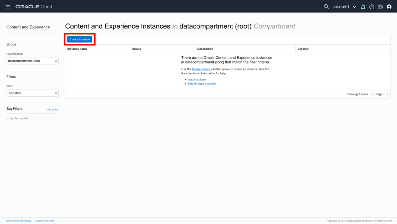 10-creating-your-oce-instance.pngの説明は以下のとおりです