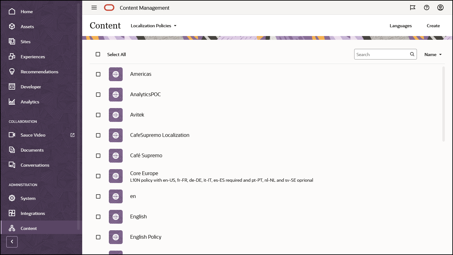 「ローカリゼーション・ポリシー」ページ