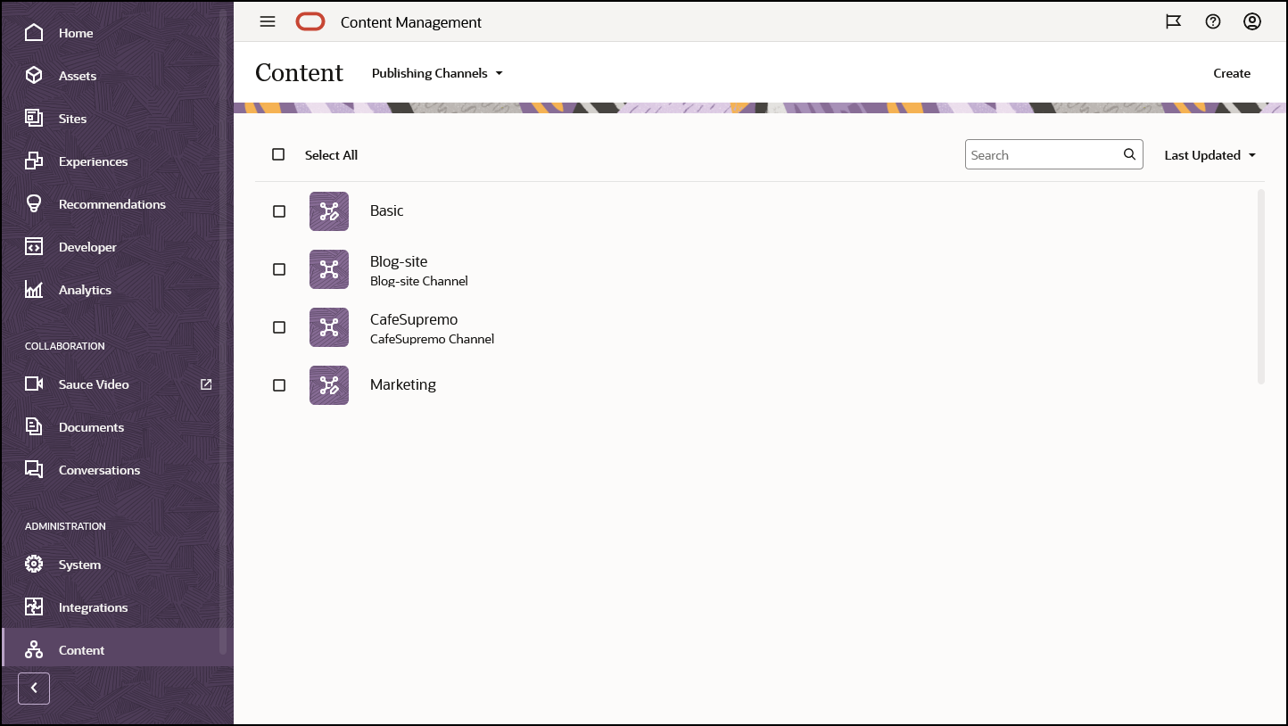 「公開チャネル」ページ