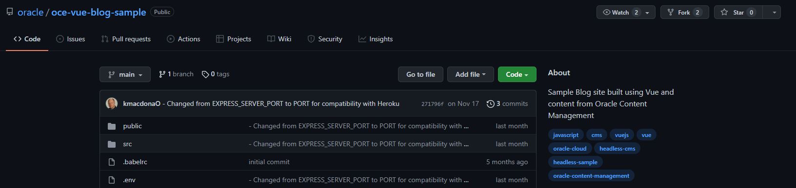 Forking Vue Blog Repository.