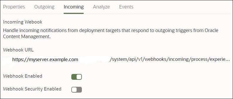 This image shows the Incoming tab for an experience object.