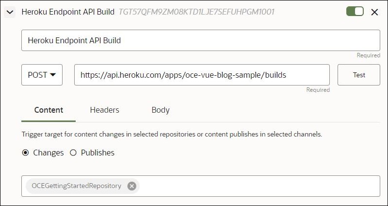 This image shows the outgoing target for an experience object.