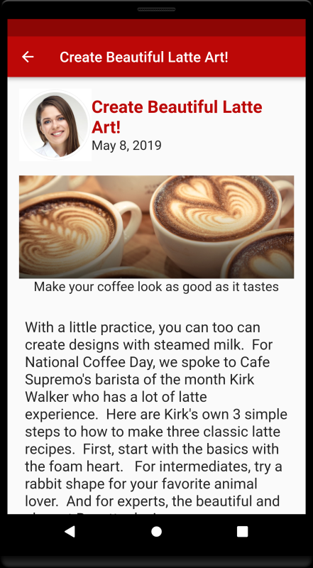 This image shows an individual article page, with the content and an author reference.