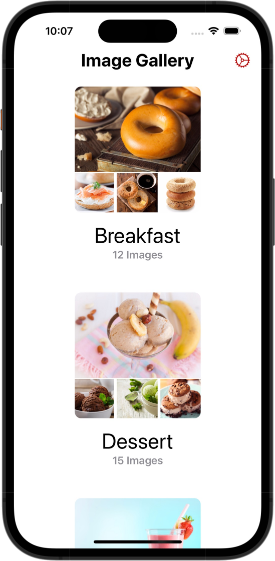 This image shows the listing of taxonomy categories with previews of the first 4 assets in each category.