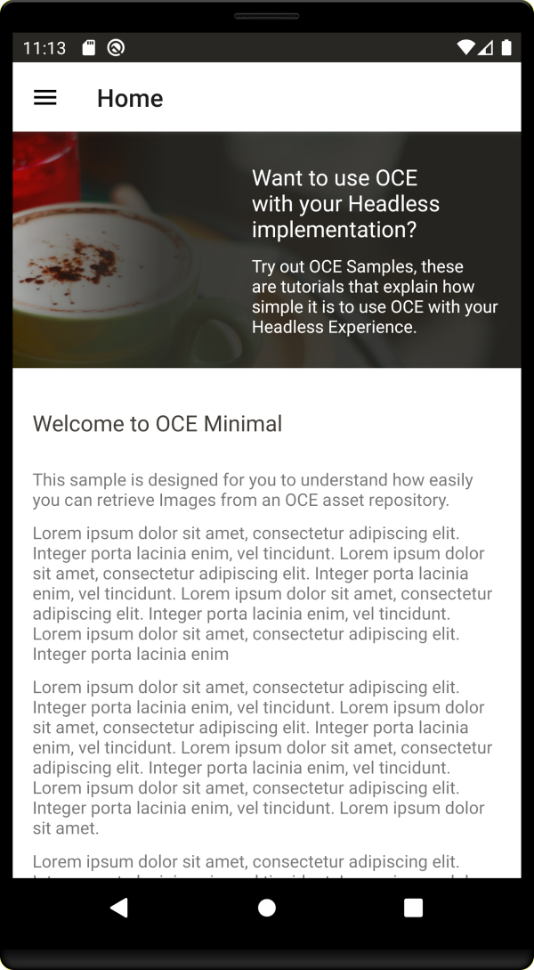 This image shows a landing page for a React Native minimal site.