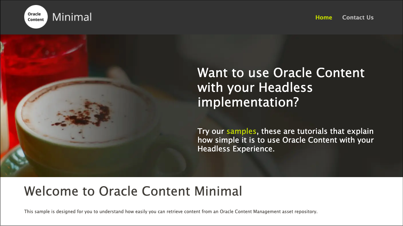 This image shows a landing page for a Vue minimal site.