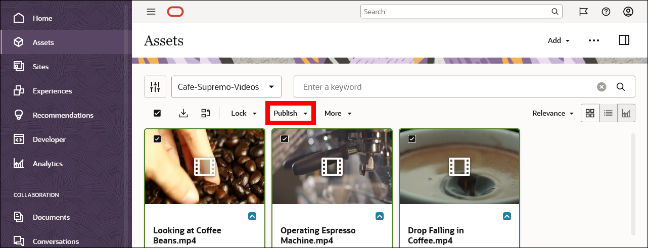 Publishing uploaded videos.