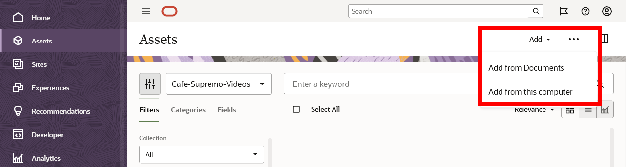 Adding new videos to Oracle Content Management.