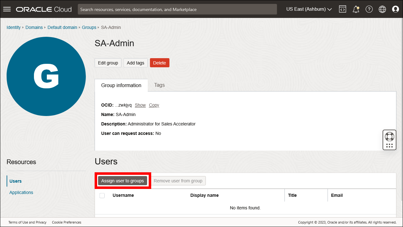 This image shows the group details page.