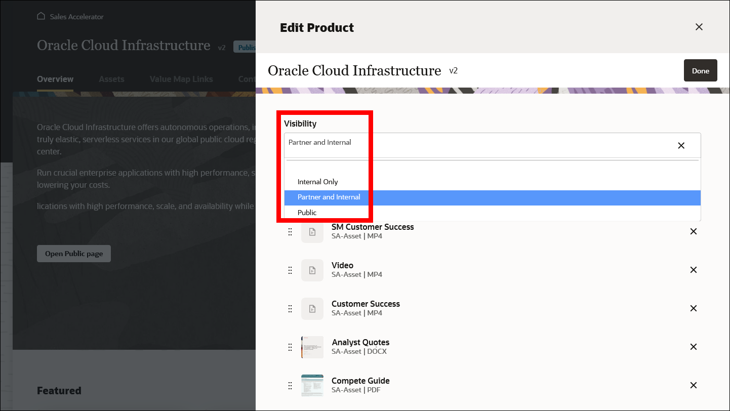 This image shows a page in edit mode, with the visibility field higlighted.