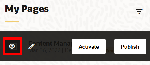 This image shows the Publish option for an unpublished assets on the My Content page.