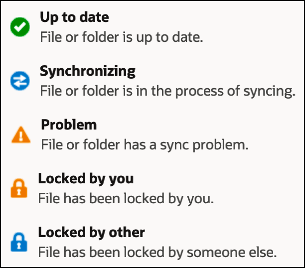 更新された同期ステータス・アイコン(リンクされたトピックを参照)