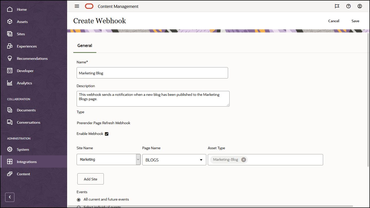 リンク・トピックで説明されているプリレンダーwebフック・エディタ