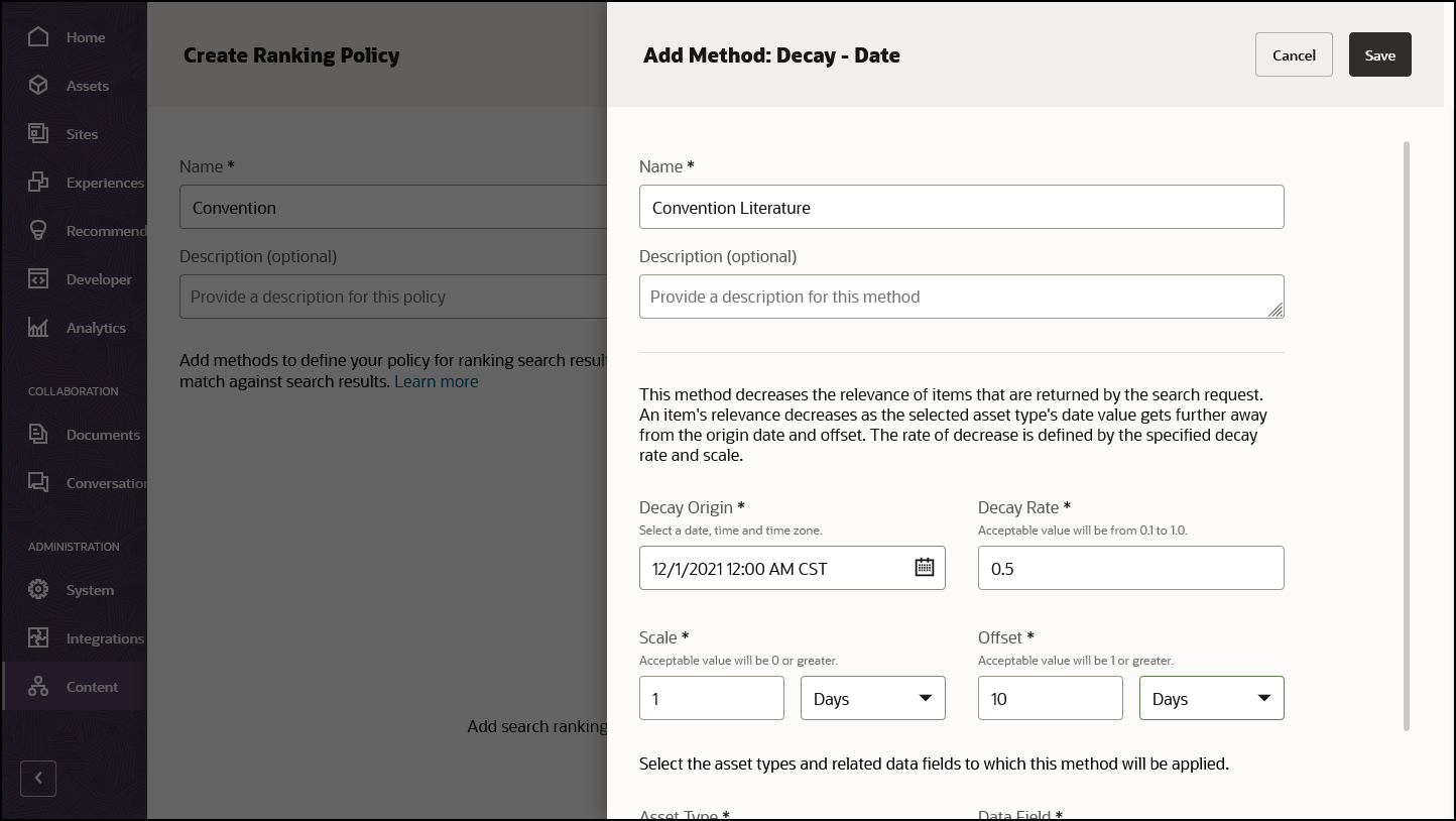 ランキング・ポリシー減少 - リンクされたトピックで説明する日付メソッド定義