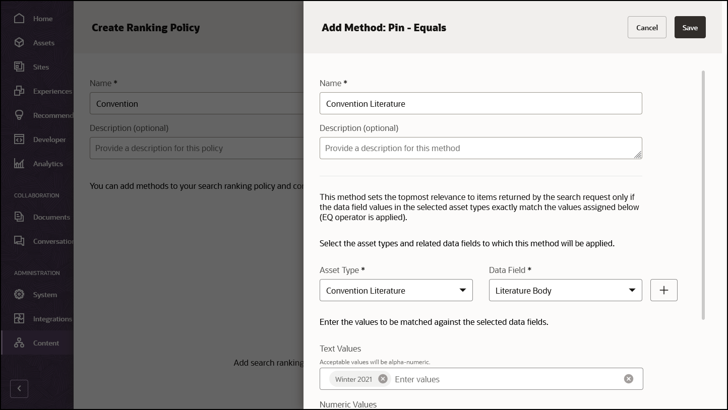 ランキング・ポリシーPIN - リンクされたトピックで説明されているメソッド定義と等しい