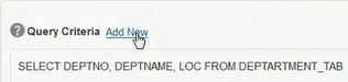 問合せ基準テキストの右側に新しいリンクを追加します。 既存のSQL問合せはリンクの下に表示されます。 