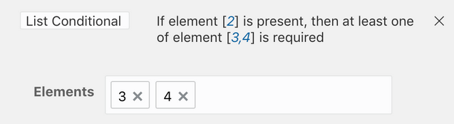 要素3および4が選択されたリスト条件。