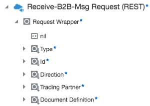 マッパー内のReceive-B2B-Msgリクエスト(REST)ソース要素が表示されます。