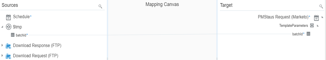 ターゲットbatchId要素にマップされたソースbatchId要素