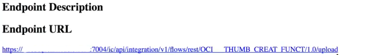 「エンドポイントの説明」ダイアログにエンドポイントURLリンクが表示されています