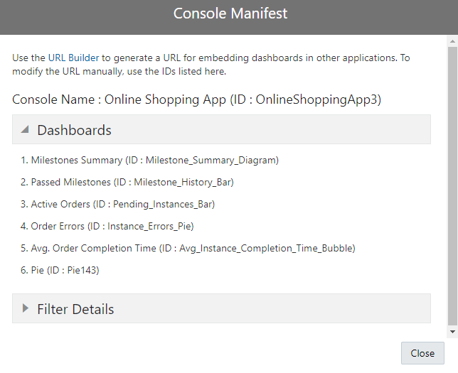 「コンソール・マニフェスト」ダイアログ
