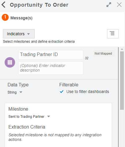 マイルストンに関連付けられているインジケータが統合にマップされていません