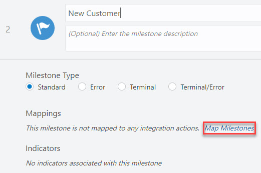 モデル・エディタでのマップされていないマイルストン詳細