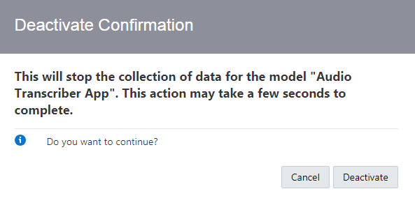 「非アクティブ化の確認」ダイアログ 「非アクティブ化の確認」ダイアログ