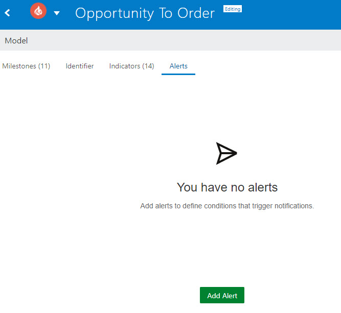 モデル・エディタでアラートが定義されていない場合のアラート・ページ