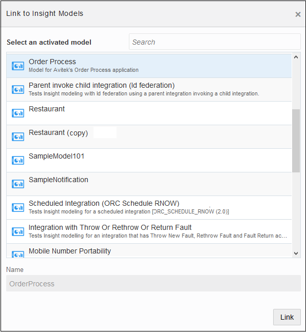「インサイト・モデル」ダイアログへのリンク 「インサイト・モデル」ダイアログへのリンク