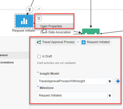 構造化されたプロセス・エディタでのインサイト要素のプロパティ・ペイン 構造化されたプロセス・エディタでのインサイト要素のプロパティ・ペイン