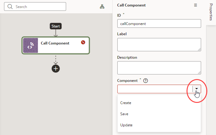 action-chain-editor-callcomponentmethod-selectcomponent.pngの説明は以下のとおりです