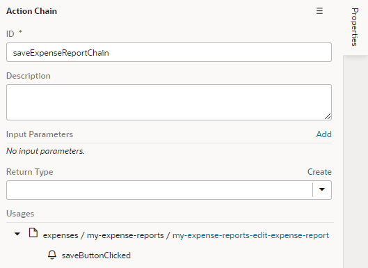 アクション・チェーンのプロパティ・ペイン
