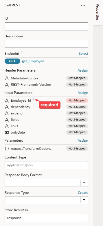 jsac-call-rest-action-parameters.jpgの説明は以下のとおりです