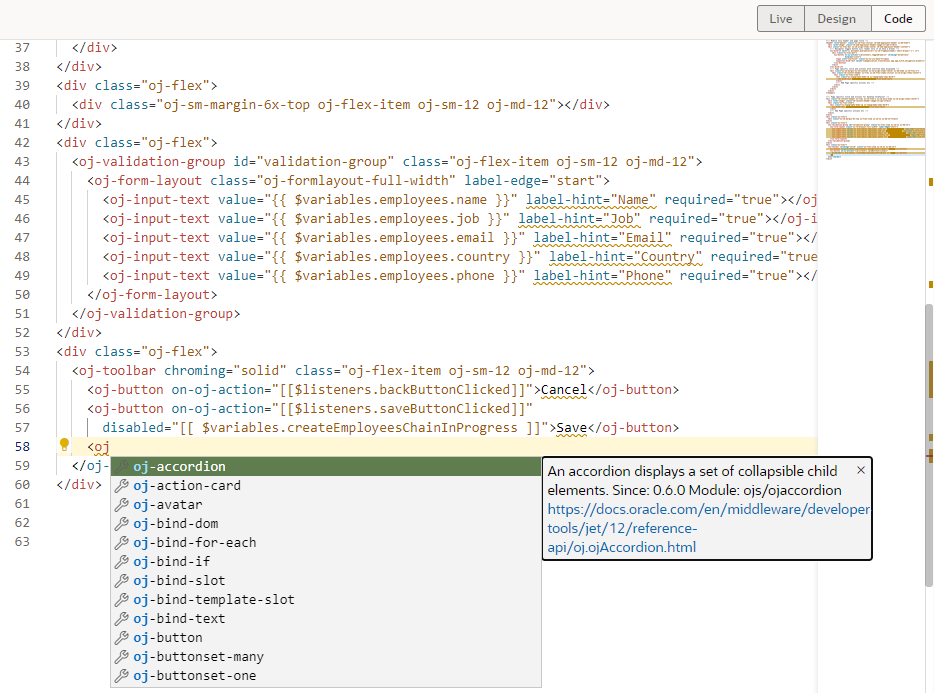 page-designer-component-add-codemode.pngの説明は以下のとおりです
